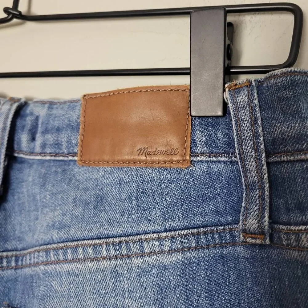 Madewell Womens High Rise Slim Crop Boyjean Sz 25 Blue Distressed Raw Hem Casual - Picture 4 of 10